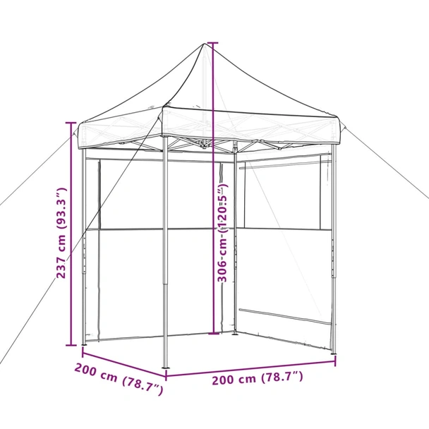 Pop-up парти шатра 2 x 2 м бордо — оксфорд с PVC — 2 стени — стомана - Image 9