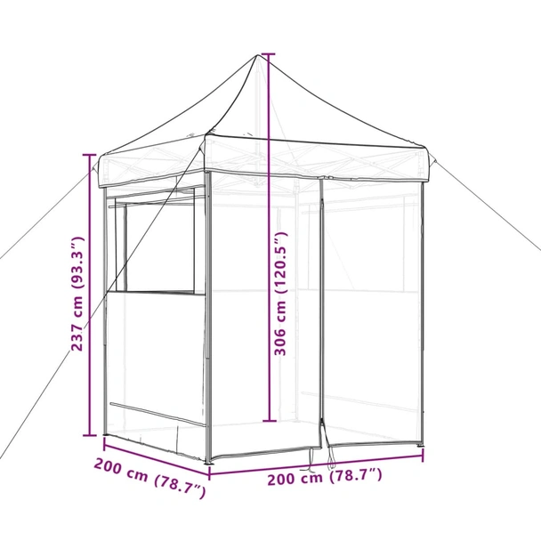Pop-up парти шатра 2 x 2 м бежова — оксфорд с PVC — 4 стени — стомана - Image 10