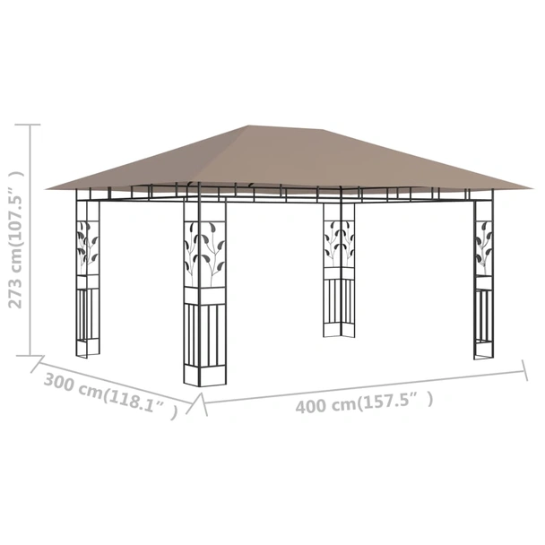 Шатра 4 x 3 м таупе — полиестер 180 г/м² — мрежи против комари - Image 6