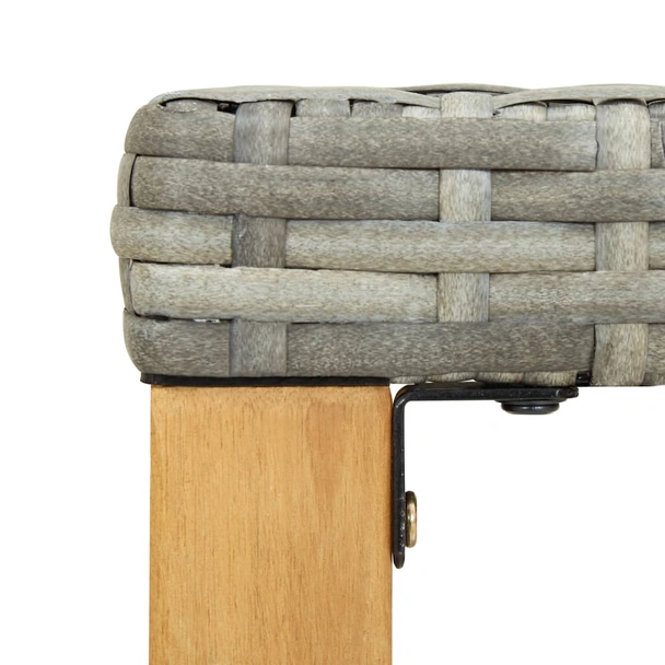 Градинска пейка 120 × 40 × 40 см сива — PE ратан — крака акация масив - Image 5