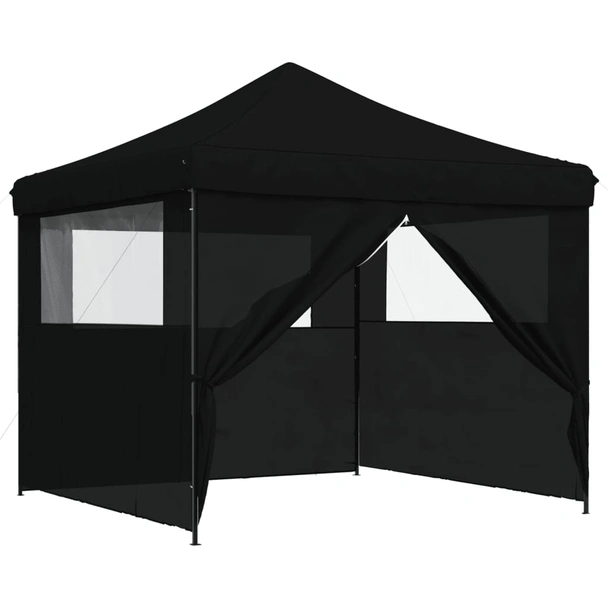 Pop-up парти шатра 2,9 x 2,9 м черна — оксфорд с PVC — 4 стени — стомана - Image 7
