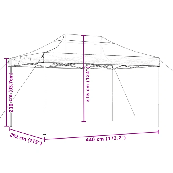 Pop-up парти шатра 4,4 x 2,9 м теракота — оксфорд с PVC — стоманена рамка - Image 9