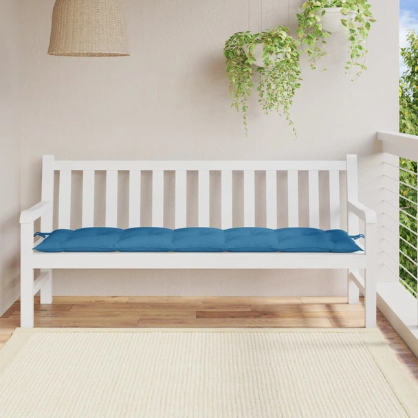 Възглавница за пейка 180x50x7 см меланж синя — 100% полиестер - Image 3