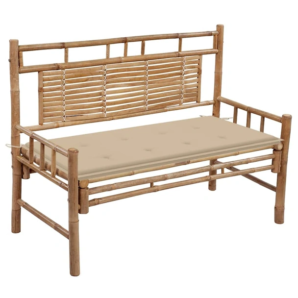 Градинска пейка 120x55x90 см кафява — бамбук — бежова (4 см)