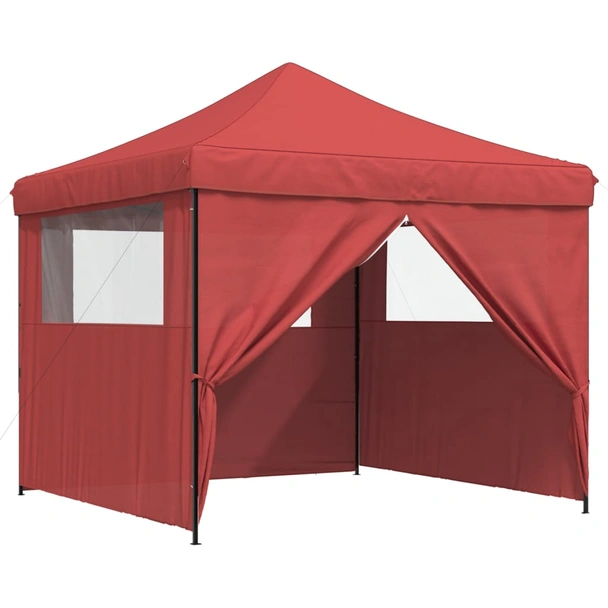 Pop-up парти шатра 2,9 x 2,9 м бордо — оксфорд с PVC — 4 стени — стомана - Image 7