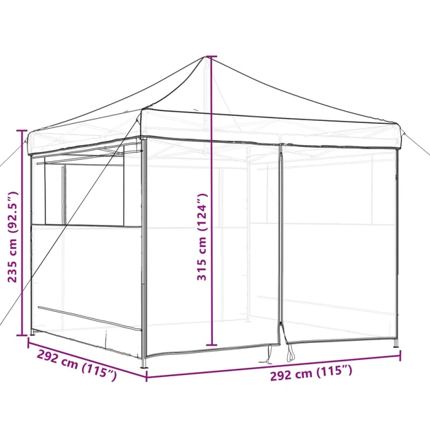 Pop-up парти шатра 2,9 x 2,9 м бордо — оксфорд с PVC — 4 стени — стомана - Image 10