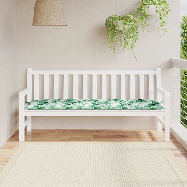 Възглавница за пейка 180x50x7 см с листа — оксфорд плат