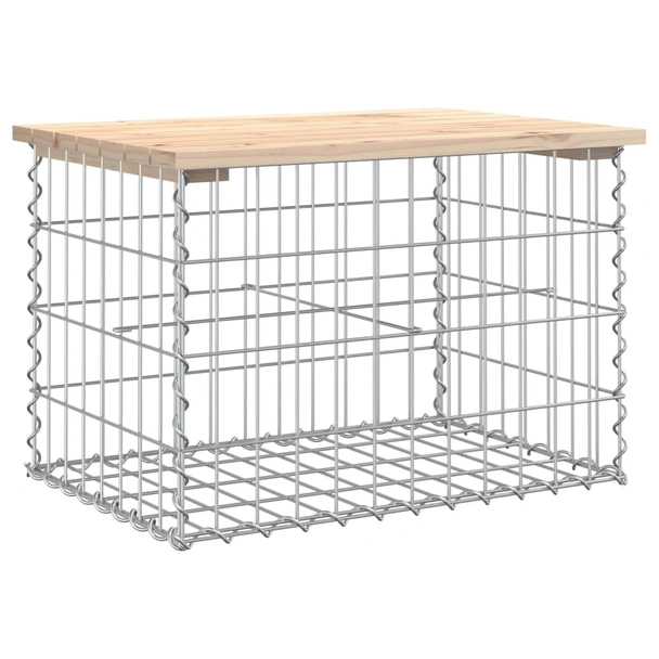 Градинска пейка 63x44x42 см — бор масив — с габион - Image 2