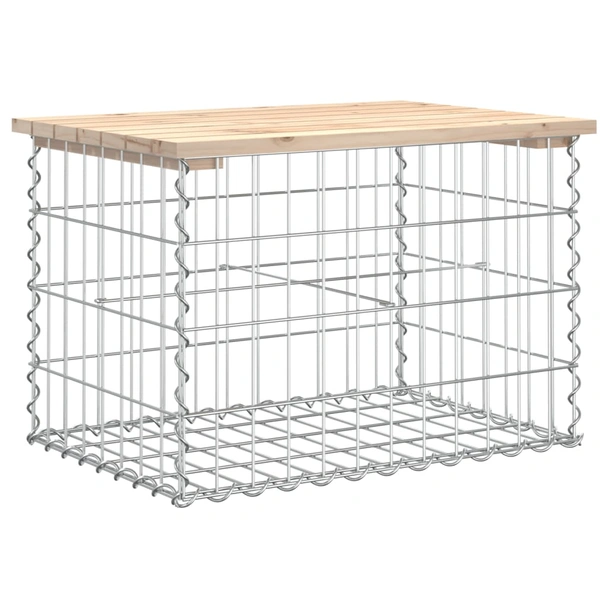 Градинска пейка 63x44x42 см — бор масив — с габион - Image 5