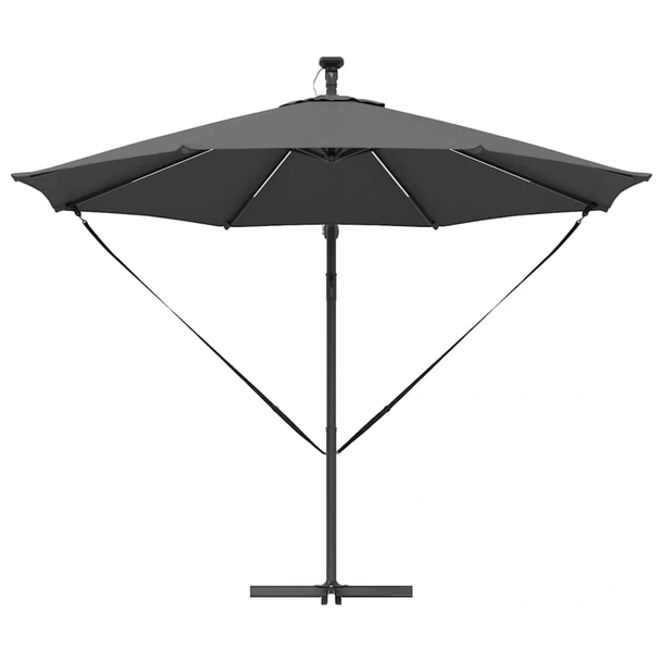 Плажен чадър 2.9 x 2.9 x 2.5 м антрацит — полиестер — с LED — алуминий - Image 6