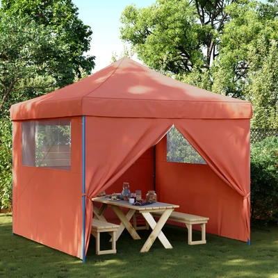 Pop-up парти шатра 2,9 x 2,9 м теракота — оксфорд с PVC — 4 стени — стомана