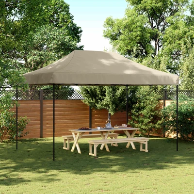 Pop-up парти шатра 4,4 x 2,9 м таупе — оксфорд с PVC — стоманена рамка