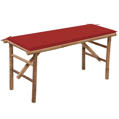 Сгъваема пейка 118x38x45 см кафява — бамбук — червена (4 см)