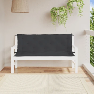 Възглавници за пейка 150x50x7 см черни, комплект 2 бр — оксфорд плат