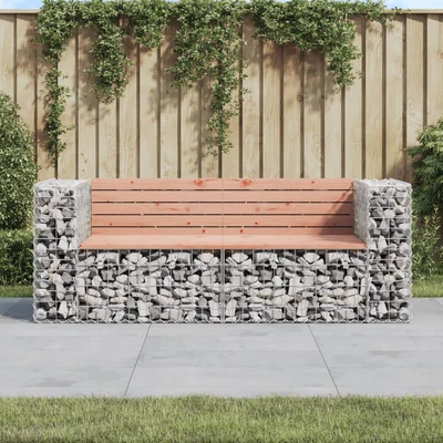 Градинска пейка с габион 184 × 71 × 65,5 см — дугласко дърво — 2 части