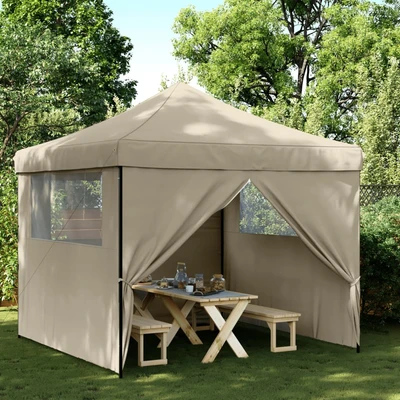 Pop-up парти шатра 2,9 x 2,9 м таупе — оксфорд с PVC — 4 стени — стомана