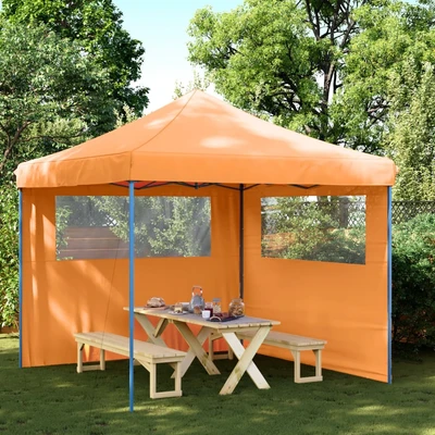 Pop-up парти шатра 2,9 x 2,9 м оранжева — оксфорд с PVC — 2 стени — стомана