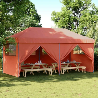 Pop-up парти шатра 5,8 x 2,9 м теракота — оксфорд с PVC — 4 стени — стомана