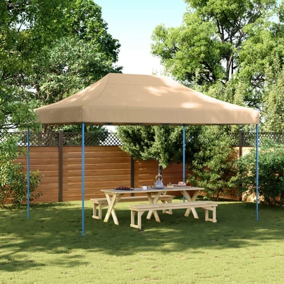 Pop-up парти шатра 4,1 x 2,8 м бежова — оксфорд с PVC — стоманена рамка
