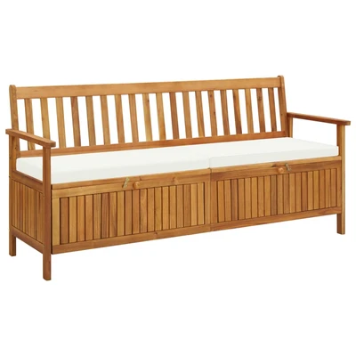 Пейка с ракла 170x63x84 см кафява — акация масив — с кремава възглавница