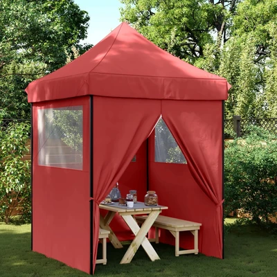 Pop-up парти шатра 2 x 2 м бордо — оксфорд с PVC — 4 стени — стомана