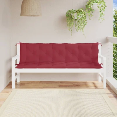 Възглавници за пейка 180x50x7 см, 2 бр — виненочервени — оксфорд плат