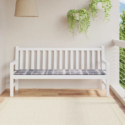 Възглавница за пейка 180x50x4 см сиво каре — оксфорд плат