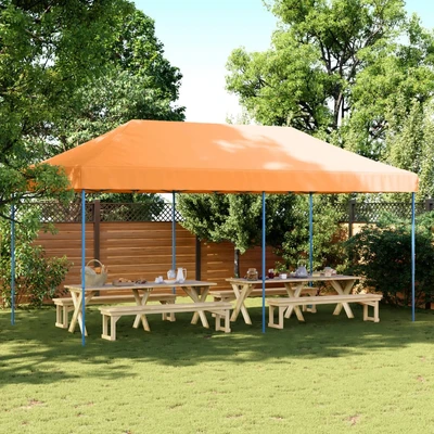 Pop-up парти шатра 5,8 x 2,9 м оранжева — оксфорд с PVC — стоманена рамка