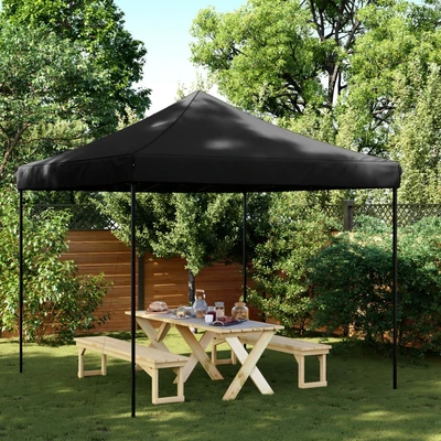 Pop-up парти шатра 2,9 x 2,9 м черна — оксфорд с PVC — стоманена рамка