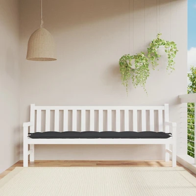 Възглавница за пейка 200x50x7 см черна — оксфорд плат