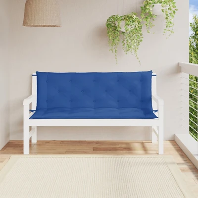 Възглавници за пейка 150x50x7 см сини, комплект 2 бр — оксфорд плат