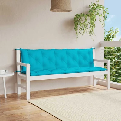 Възглавници за пейка 180x50x7 см, 2 бр — тюркоаз — оксфорд плат