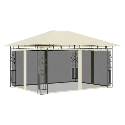 Градинска шатра 4 x 3 м кремава — полиестер 180 г/м² — мрежи против комари