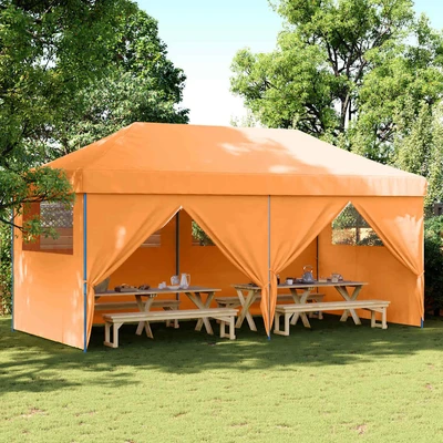 Pop-up парти шатра 5,8 x 2,9 м оранжева — оксфорд с PVC — 4 стени — стомана