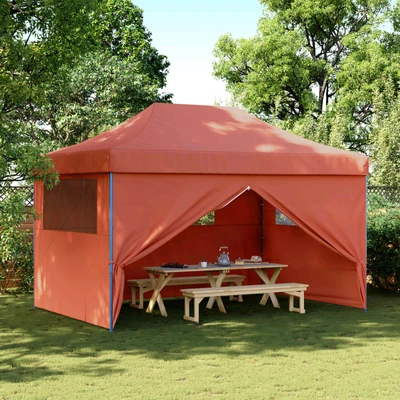 Pop-up парти шатра 4,4 x 2,9 м теракота — оксфорд с PVC — 4 стени — стомана