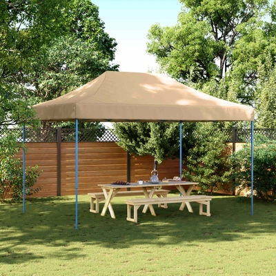 Pop-up парти шатра 4,4 x 2,9 м бежова — оксфорд с PVC — стоманена рамка
