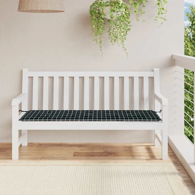 Възглавница за пейка 150x50x4 см черно каре — оксфорд плат