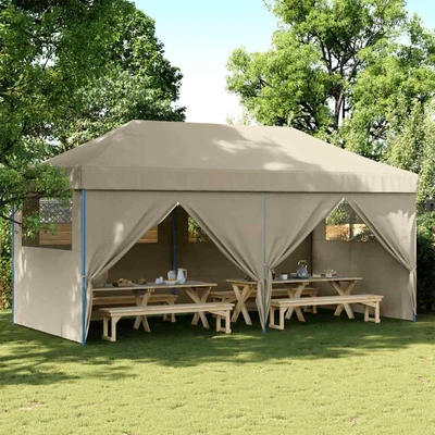 Pop-up парти шатра 5,8 x 2,9 м таупе — оксфорд с PVC — 4 стени — стомана
