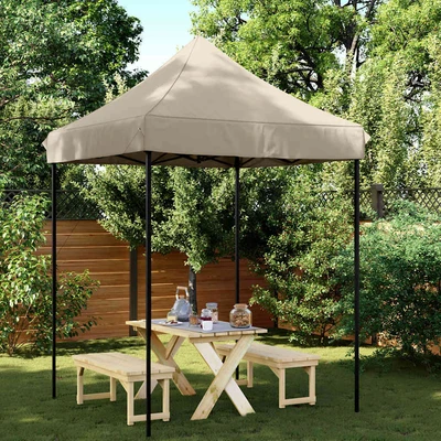 Pop-up парти шатра 2 x 2 м таупе — оксфорд плат с PVC — стоманена рамка