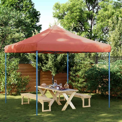 Pop-up парти шатра 2,9 x 2,9 м теракота — оксфорд с PVC — стоманена рамка
