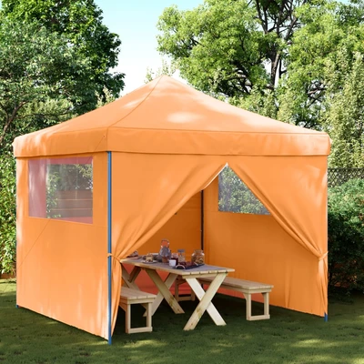 Pop-up парти шатра 2,9 x 2,9 м оранжева — оксфорд с PVC — 4 стени — стомана