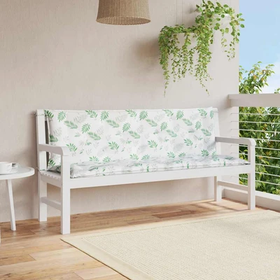 Възглавници за пейка 150x50x7 см с печатен десен листа, комплект 2 бр