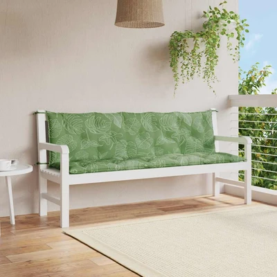Възглавници за пейка 180x50x7 см, 2 бр — десен листа — оксфорд плат