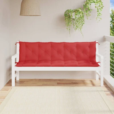 Възглавници за пейка 180x50x7 см, 2 бр — червени — оксфорд плат
