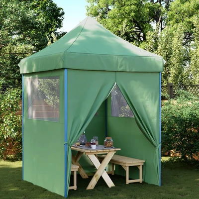Pop-up парти шатра 2 x 2 м зелена — оксфорд с PVC — 4 стени — стомана