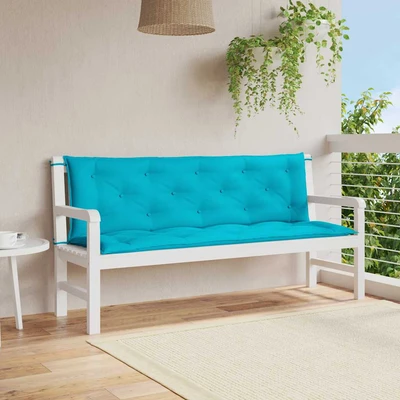 Възглавници за пейка 150x50x7 см тюркоаз, комплект 2 бр — полиестер
