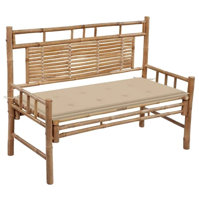 Градинска пейка 120x55x90 см кафява — бамбук — бежова (4 см)