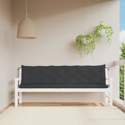 Възглавници за пейка 200x50x7 см, 2 бр — черни — оксфорд плат