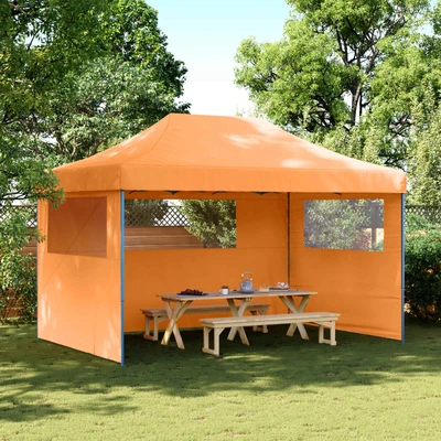 Pop-up парти шатра 4,4 x 2,9 м оранжева — оксфорд с PVC — 3 стени — стомана