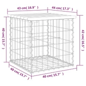 Градинска пейка с габион 43×44×42 см — дугласко дърво — поцинкована стомана - Thumbnail 8
